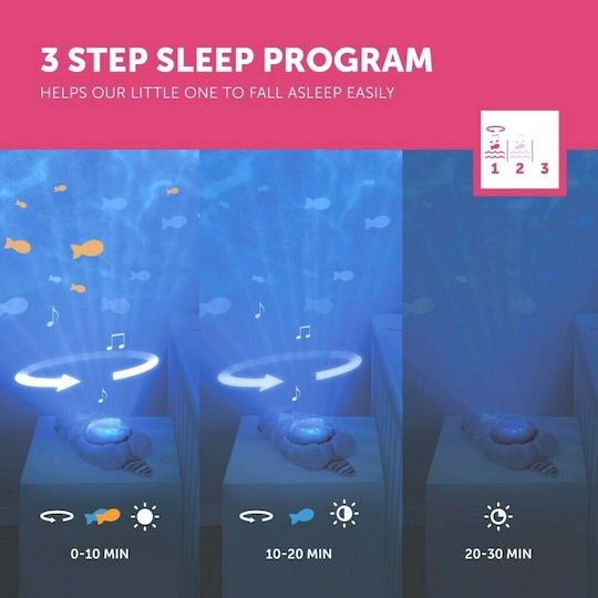 Zazu Sleep Toy Projector Otto the Otter made of Fabric with White Noise and Light for 0++ Months