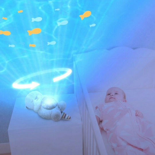 Zazu Sleep Toy Projector Otto the Otter made of Fabric with White Noise and Light for 0++ Months