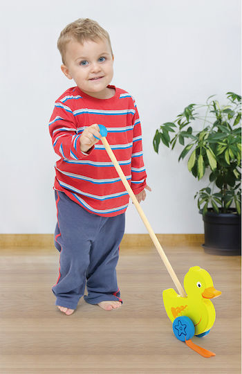 Viga Toys Συρόμενο Παιχνίδι Τρεχαλίτσα Πάπια από Ξύλο για 18+ Μηνών