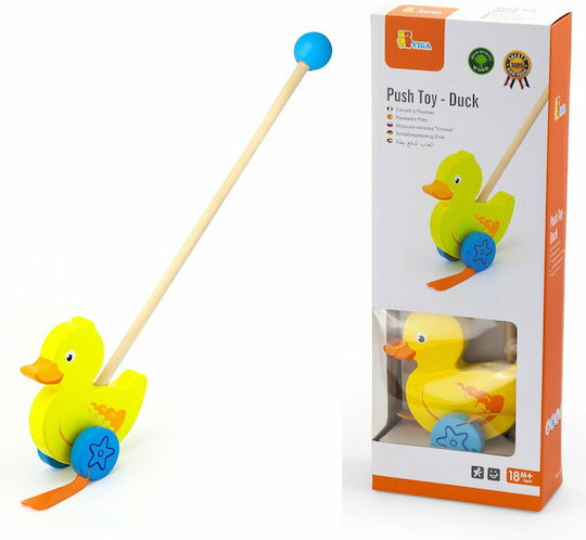 Viga Toys Συρόμενο Παιχνίδι Τρεχαλίτσα Πάπια από Ξύλο για 18+ Μηνών