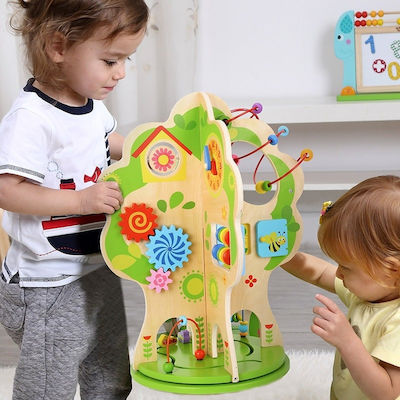 Tooky Toys Baby Toy Περιστρεφόμενο Δέντρο Δραστηριοτήτων made of Wood for 24++ Months