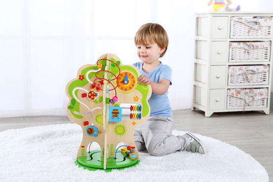Tooky Toys Βρεφικό Παιχνίδι Περιστρεφόμενο Δέντρο Δραστηριοτήτων από Ξύλο για 24+ Μηνών
