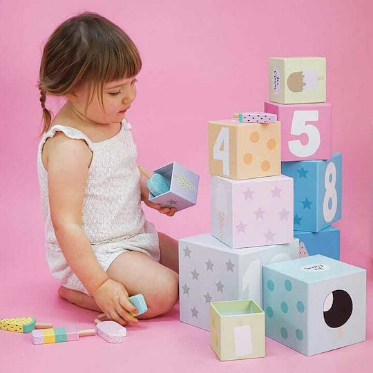 Jabadabado Stacking Toy Stackable Cubes with Cars made of Wood for 24++ Months