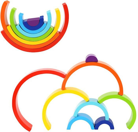 Tooky Toys Играчка за подреждане Игра за подреждане Дъга от дърво за 24++ месеца