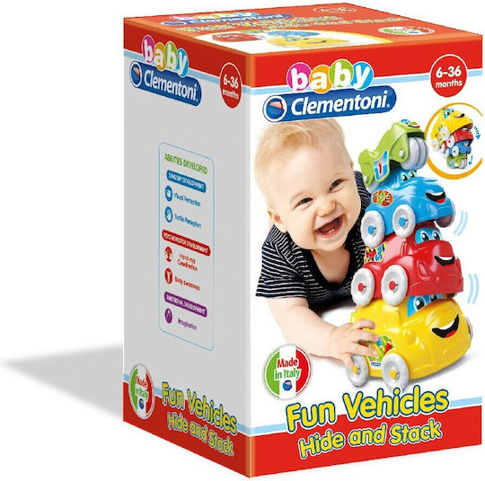 Baby Clementoni Stapelspielzeug Pyramide mit Autos mit Licht und Geräuschen für 6++ Monate