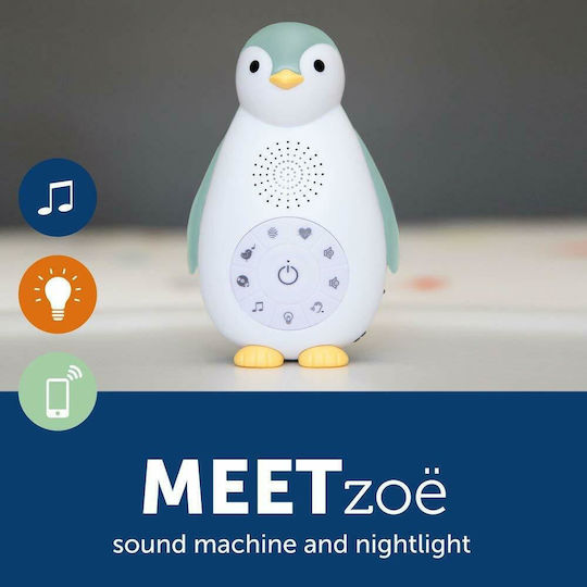 Zazu Zoe Sleep Penguin White Sounds Bluetooth Night Light Blue Rechargeable