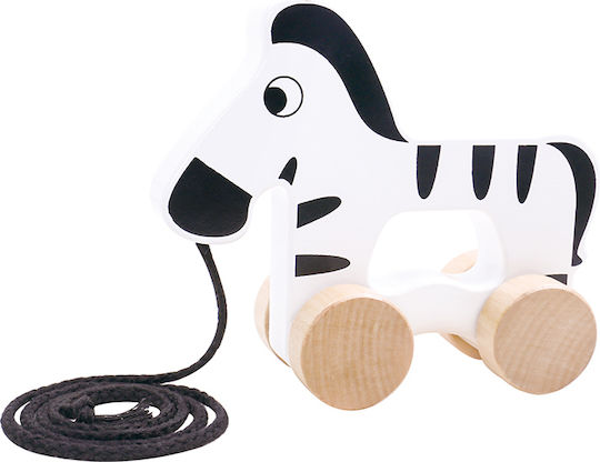 Tooky Toys Συρόμενο Παιχνίδι Ζέβρα Συρόμενη από Ξύλο για 18+ Μηνών