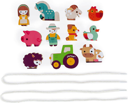 Janod Συρόμενο Παιχνίδι Stringable Farm Beads από Ξύλο για 24+ Μηνών