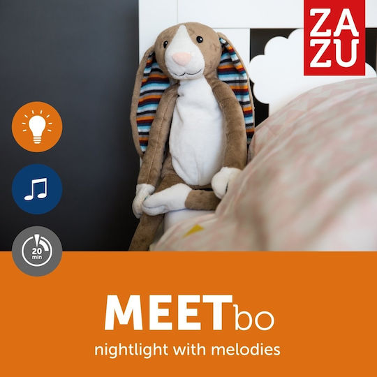 Zazu Sleep Toy Bo Bunny made of Fabric with White Noise and Light for 0++ Months