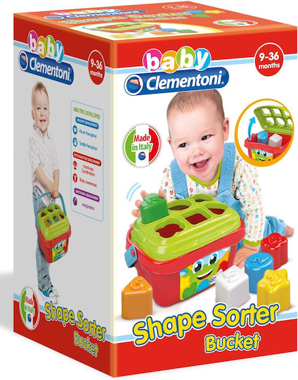 Baby Clementoni Παιχνίδι Ταξινόμησης Σχημάτων Κουβαδάκι με Σχήματα για 9+ Μηνών 1000-