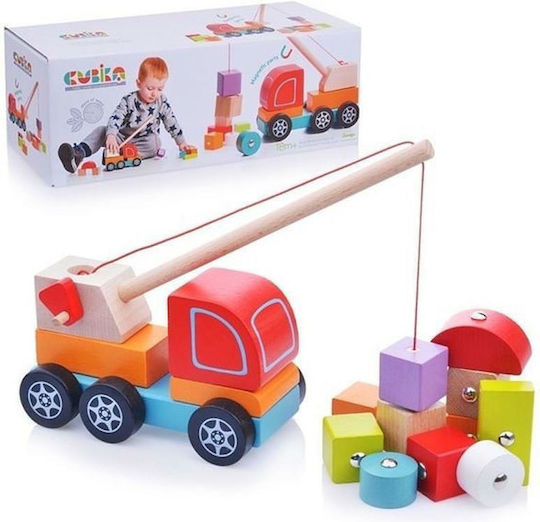 Cubika Όχημα Μαγνητικός Γερανός από Ξύλο για 18+ Μηνών