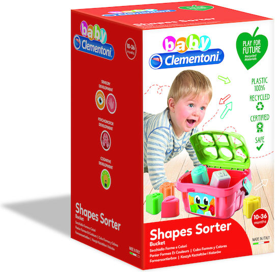 Baby Clementoni Παιχνίδι Ταξινόμησης Σχημάτων Κουβαδάκι με Σχήματα για 9+ Μηνών 1000-
