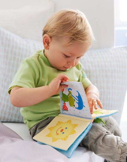Haba Книга за дейности Бебешка книжка жаба със звуци за 0++ месеца