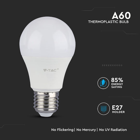V-TAC VT-212 Λάμπα LED 11W 120mm για Ντουί E27 και Σχήμα A60 Ψυχρό Λευκό 1055lm
