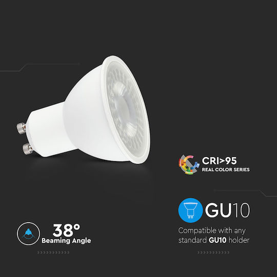 V-TAC VT-2206 LED Bulb 6W for Socket GU10 and Shape MR16 Warm White 400lm