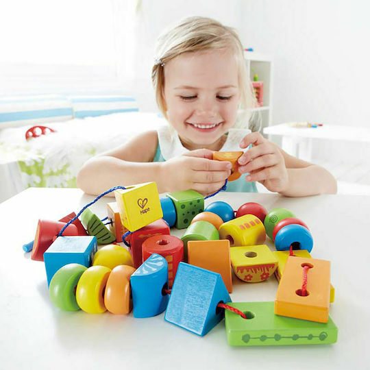 Hape Jucărie cu Șireturi Early Explorer Forme cu Șnur din Lemn pentru 36++ Luni