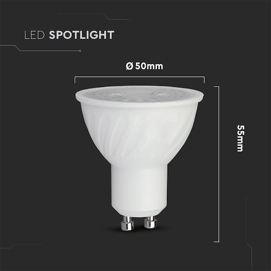 V-TAC VT-247D LED Bulb 6.5W for Socket GU10 and Shape MR16 Natural White 450lm Dimmable