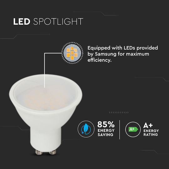 V-TAC VT-205 LED Bulb 5W for Socket GU10 and Shape MR16 Cool White 400lm