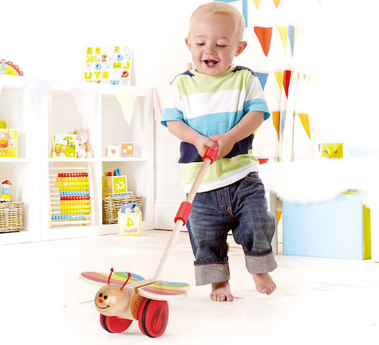 Hape Pull-Along Toy Push Butterfly made of Wood for 12++ Months