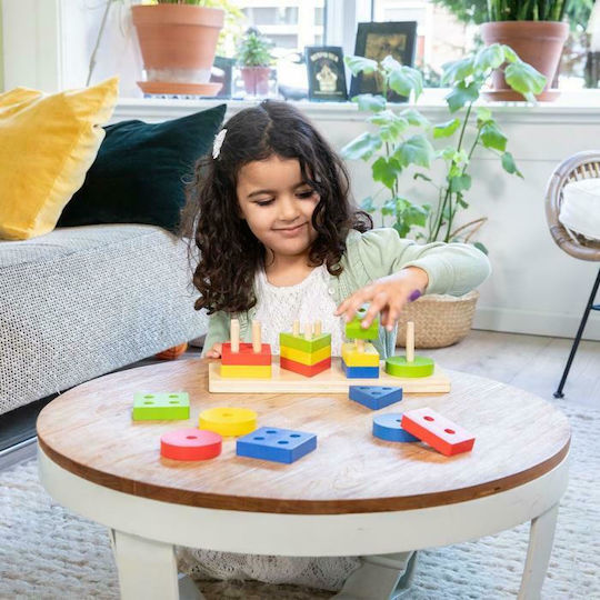 New Classic Toys Παιχνίδι Ταξινόμησης Σχημάτων Παιχνίδι Στοίβαξης με Γεωμετρικά Σχήματα από Ξύλο για 12+ Μηνών
