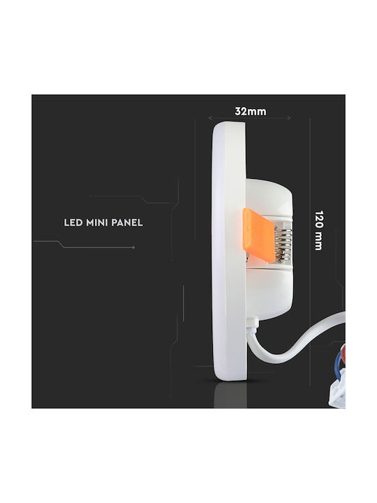 V-TAC Square Metallic Recessed Spot with Integrated LED and Natural White Light 10W 750lm White 12x12cm. 1pcs