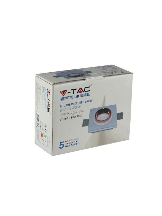 V-TAC Square Plaster Frame for Spot GU10 Copper 10x10cm. 1pcs