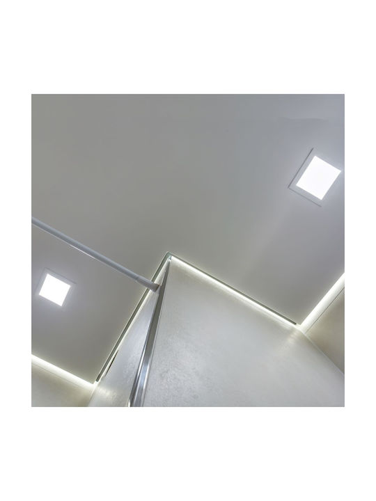 V-TAC Square Metallic Recessed Spot with Integrated LED and Warm White Light White 12x12cm. 1pcs