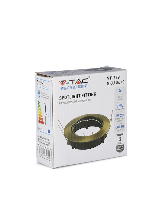 V-TAC Round Metallic Frame for Spot GU10 Moving Gold 8.2x8.2cm. 1pcs