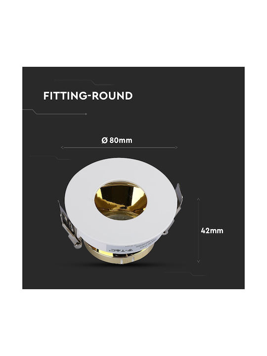 V-TAC Round Metallic Recessed Spot with Socket GU10 Gold 8x8cm. 1pcs