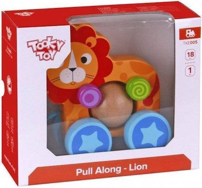 Tooky Toys Συρόμενο Λιοντάρι από Ξύλο για 18+ Μηνών