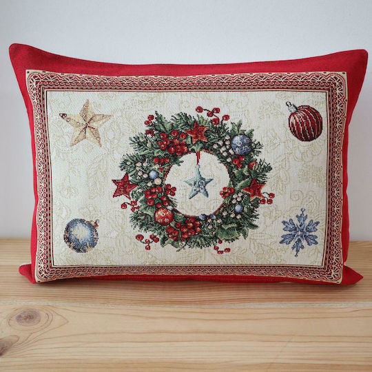 Dimeco Коледна Декоративна Калъфка Квадратна Червен Коледно шоу 45x45cm