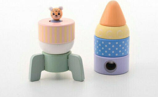 Joueco Stacking Toy Stacking Rocket made of Wood for 12++ Months