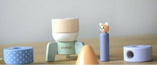 Joueco Stacking Toy Stacking Rocket made of Wood for 12++ Months