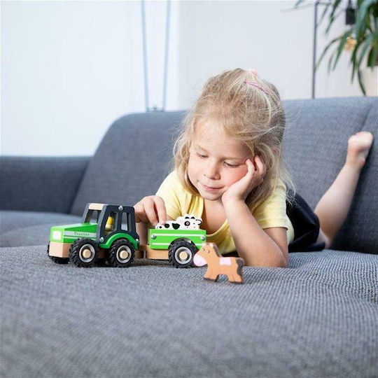 New Classic Toys Ziehspielzeug Traktor mit Tieren aus Holz für 18++ Monate