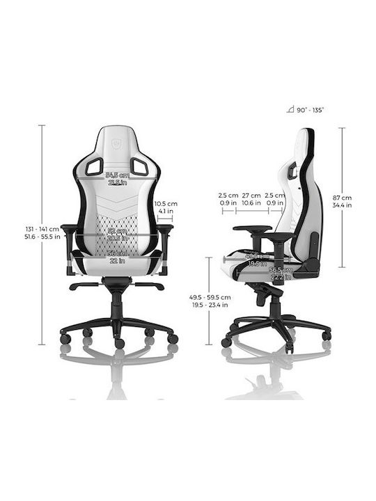 Noblechairs Epic Καρέκλα Gaming Δερματίνης με Ρυθμιζόμενα Μπράτσα Μαύρο/Λευκό