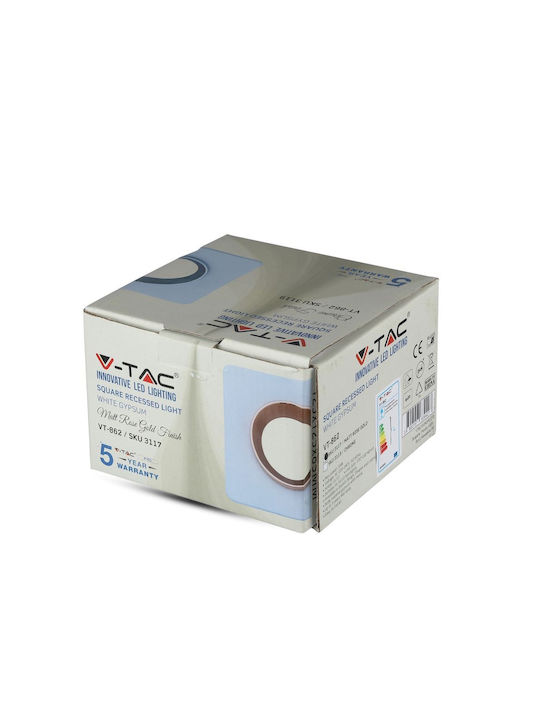 V-TAC Square Plaster Frame for Spot GU10 MR16 Copper 10x10cm. 1pcs