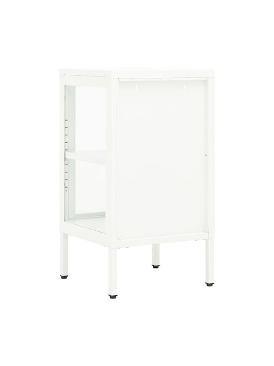 Living Room Display Cabinet Made of Metal with Glass White 38x35x70cm