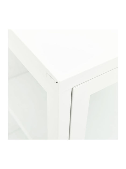 Living Room Display Cabinet Made of Metal with Glass White 38x35x70cm