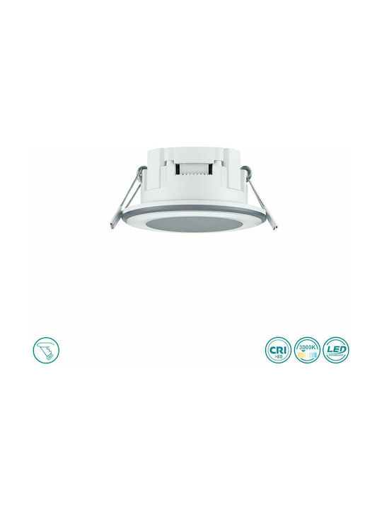 Trio Lighting Aura Round Plastic Recessed Spot with Integrated LED and Warm White Light White 4x4cm. 1pcs