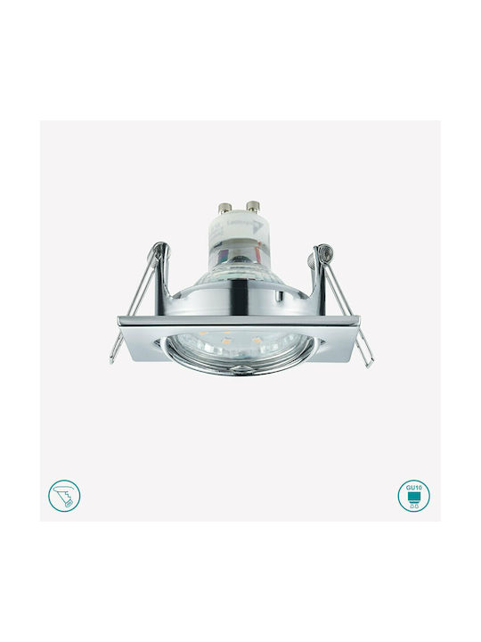 Trio Lighting Jura Square Metallic Frame for Spot GU10 Silver 8x8cm. 1pcs