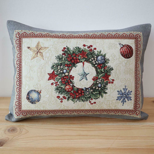 Dimeco Коледна Декоративна Калъфка Квадратна Сребрист Коледно шоу 45x45cm