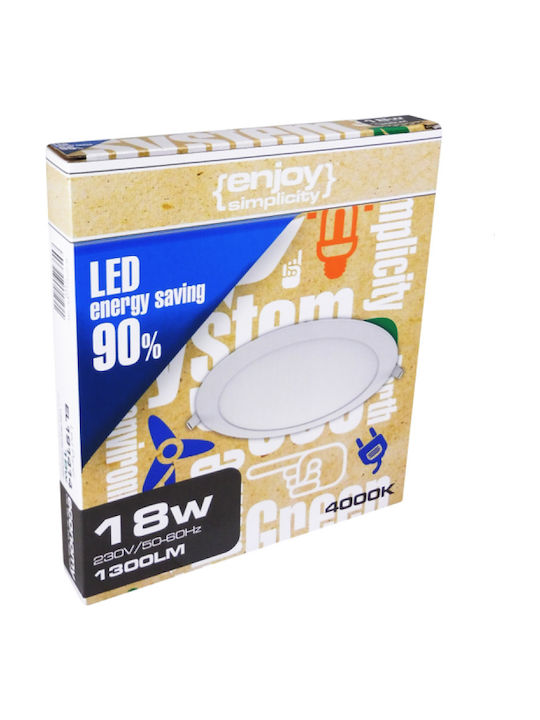 Elvhx Rund Kunststoff Einbau Spot mit integriertem LED und Natürliches Weißes Licht 6,5W Weiß 11.5x11.5cm. 1Stück