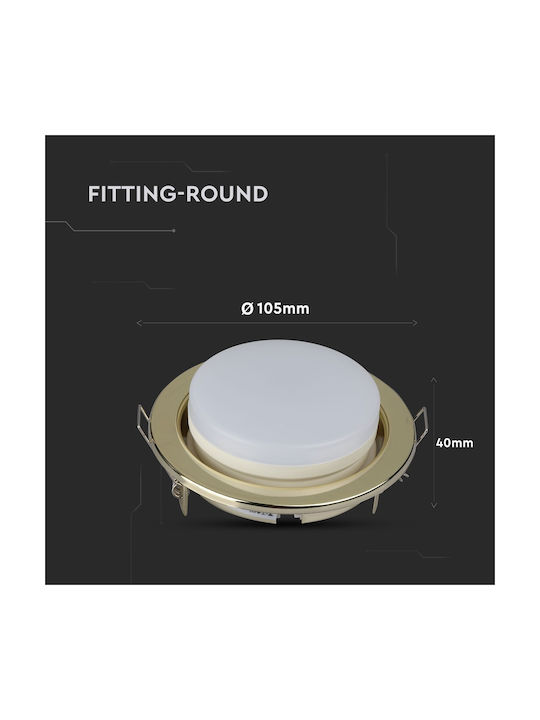 V-TAC Rotund Metalic Cadru pentru Spoturi GX53 Auriu 10.5x10.5cm. 1buc