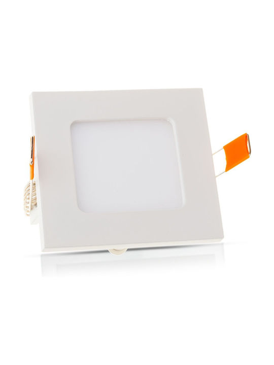V-TAC Platz Metallisch Einbau Spot mit integriertem LED und Warmweißes Licht Weiß 12x12cm. 1Stück