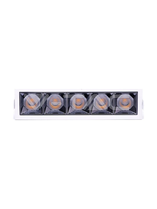 V-TAC Rectangle Metallic Recessed Spot with Integrated LED and Warm White Light Black 13x5.4cm. 1pcs