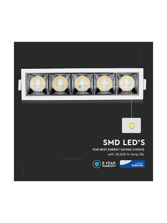 V-TAC Rectangle Metallic Recessed Spot with Integrated LED and Warm White Light Black 13x5.4cm. 1pcs