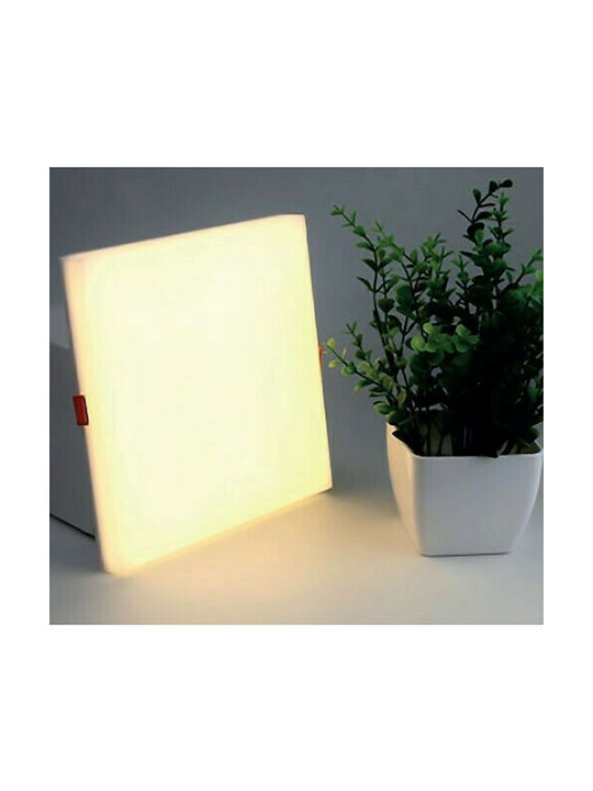 Atman Square Plastic Recessed Spot with Integrated LED and Cool White Light 18W White 12x12cm.