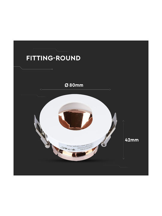 V-TAC Round Metallic Recessed Spot with Socket GU10 Rose Gold 7.5x7.5cm. 1pcs