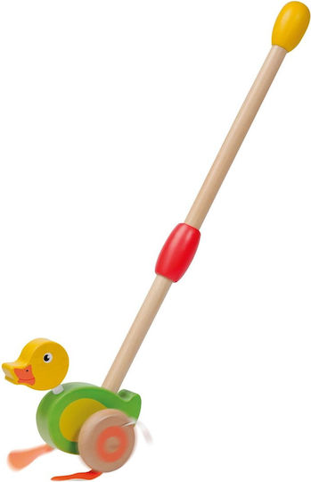 Joueco Ziehspielzeug Spiel mit Rädern Ente aus Holz für 12++ Monate