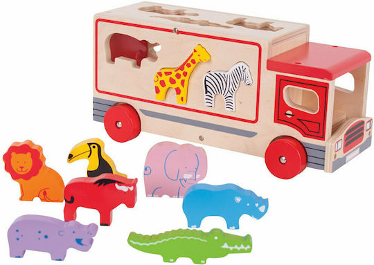 Big Jigs Shape Sorting Truck with Jungle Animals Wooden for 18+ Months